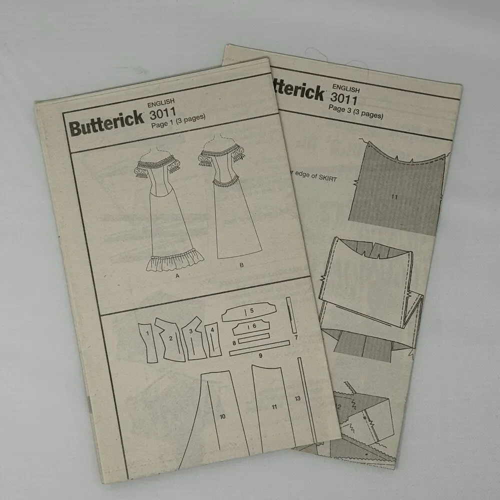 Butterick 3011 Sewing Pattern Edwardian Gown Dress Train Size 18 20 22 History - Picture 10 of 12